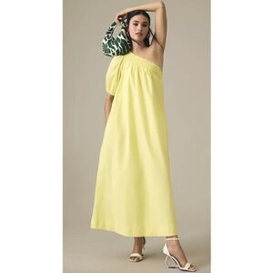 Anthropologie Maeve Yellow One Shoulder Midi Dress Size S New Without Tags